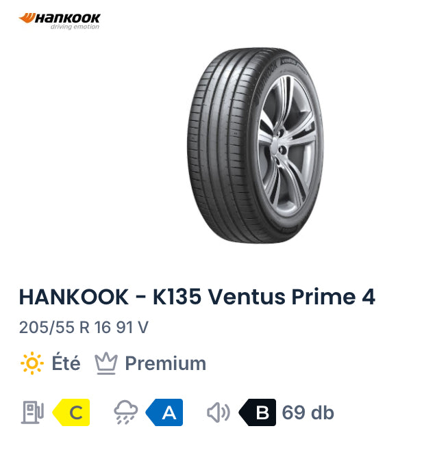 205/55 R 16 91 V
HANKOOK - K135 Ventus Prime 4