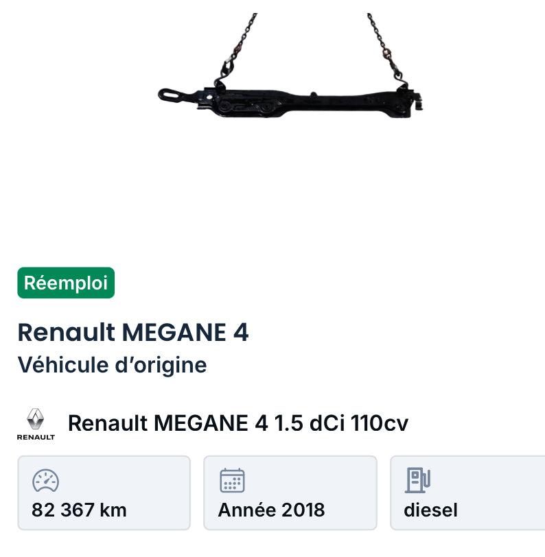 Réemploi
Traverse
Renault MEGANE 4