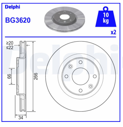 Jeu de 2 disques de frein
DELPHI