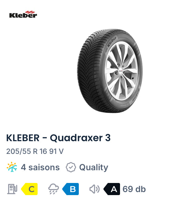 205/55 R 16 91 V
KLEBER - Quadraxer 3