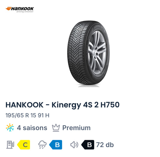 195/65 R 15 91 H
HANKOOK - Kinergy 4S 2 H750