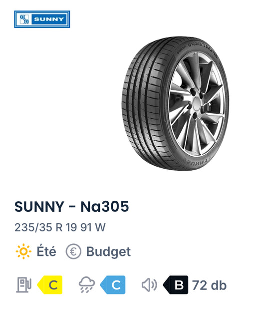 235/35 R 19 91 W
SUNNY - Na305
