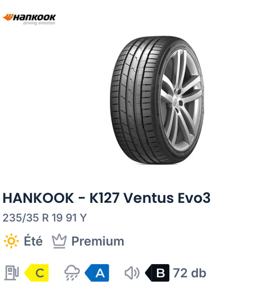 235/35 R 19 91 Y
HANKOOK - K127 Ventus Evo3