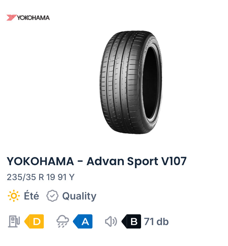 235/35 R 19 91 Y
YOKOHAMA - Advan Sport V107